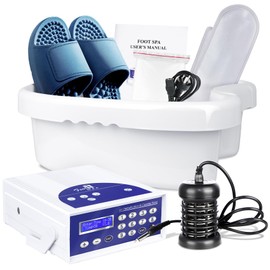 LeCuag Ionic Detox Foot Bath Machine W Massage Slipper, Professional Ion Cleanse Ionic Detox Foot Bath Spa Machine with LED Display, Far Infrared Belt, Basin