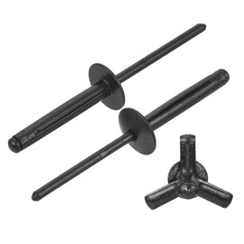 sourcing map 100Pcs 5/32"x1" Aluminum Large Head Tri Grip Rivets, Large Flange Tri Grip Rivets for DIY, Sheet Metal, Automotive Repairs, Furniture, Marine Boat (Black)