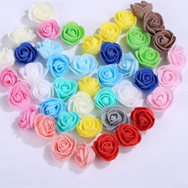 XIZHI Mini Fake Roses Artificial Flowers 100 PCS 3.5cm Red Foam Rose Head for DIY Crafts Accessories Home Party Home Decorations and Baby Shower (White)