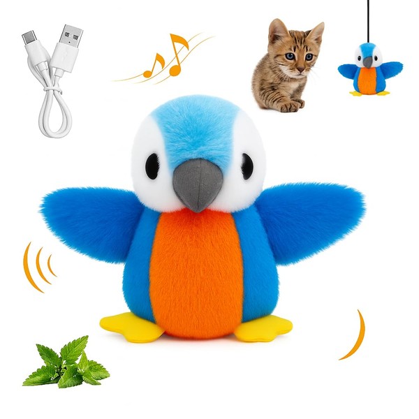 CKFPS Blue Flapping Bird Cat Toy – Rechargeable Flying Bird