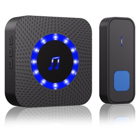 NEUTYPECHIC Wireless Doorbell, 400 m Range, IP55 Wireless Bell, Outdoor Waterproof, Front Doorbell Wireless with LED Flash, 55 Melodies, 5 Volumes, Wireless Bell for Home, Hotel