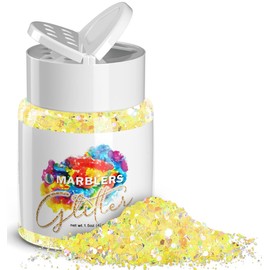 MARBLERS Holographic Glitter [Mixed Yellow] 1.5oz (42g) | Chunky | Non-Toxic, Vegan, Cruelty-Free | Face, Body, Eyeshadow, Hair, Festival, Party Makeup, Nail Art, Polish | Resin, Tumbler, Slime, Craft
