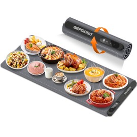 Food Warming Mat with Graphene Technology - Extra Large Electric Warming Tray 36"x16",Adjustable Heating 6-Temp & 6H Timer,Portable Rollable Silicone Food Warmers for Catering,Parties Buffet,Daily Use
