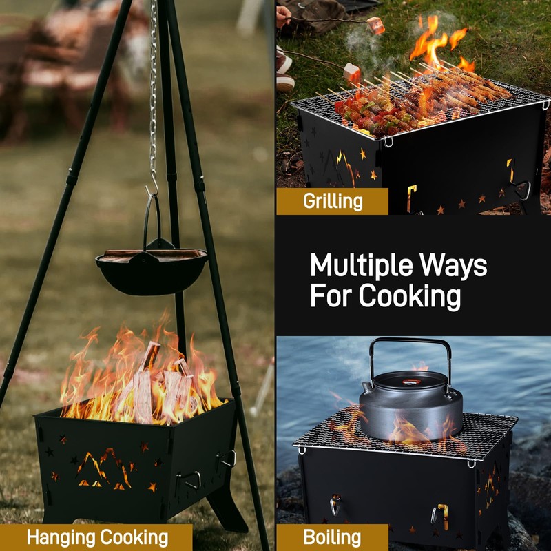 Odoland Camping Grill Portable Folding Charcoal Grills Backpacking BBQ Grill