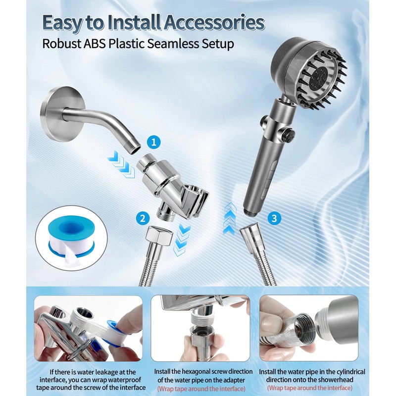 Ion Drops Shower Ead Filtered Showerhead, Handheld High Pressure Water