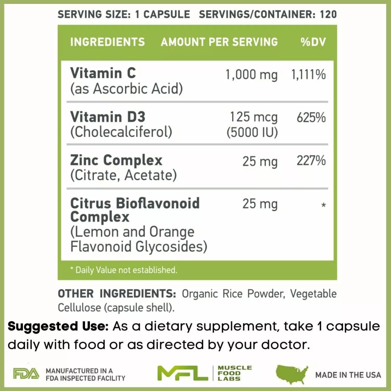 Vitamins MFL C D Z | Vitamins C 1000mg, D3