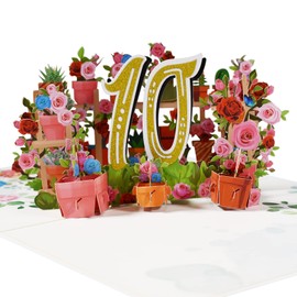 Magic Ants Anniversary Card, Birthday Card, Wedding Anniversary, 3D Greeting Card, 10 Year Old Birthday Card, Congratulations Card with Rose Flower Bouquet (10)