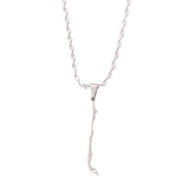 Stainless Steel Chile Map Pendant Necklace Charm Republic of Chile Jewelry Chilean (Silver Color)