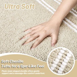 Bathroom Rugs Non Slip Washable 24x17, Ultra Soft Super Absorbent Bath Rugs for Bathroom Floor, Shaggy Chenille Bath Rug, Microfiber Plush Quick Dry Bath Mat for Bathtub, Sink and Shower, Beige