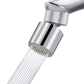 Hibbent Dual-function Metal Faucet Aerator, 2-Flow Big Angle Rotate Kitchen Sink Aerator 360 Degree Swivel Sink Sprayer Attachment, 55/64 Inch Female Thread, Chrome