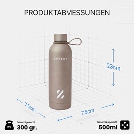 ZOTEKK Drinking Bottle 500 ml Water Bottle, Water Bottle with Large Opening for Easy Refill and Rubber Handle - Sand