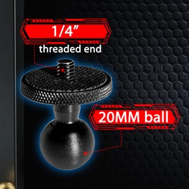 20MM Ball Mount Base Ball Adapter with 1/4" Screw Compatible with Inst a360 OneX4, X3, X2, X, RS, GO2, D JI OS MO Action Camera - Motorcycle & Phone Holder