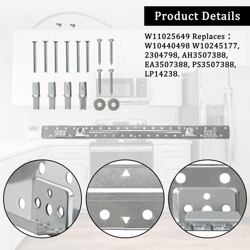 W10440498 W11025649 Mounting Plate Compatible with Whirlpool Microwave W10821385 For