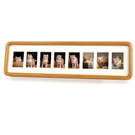 H & A Solid Wood Collage Picture Frame Multi Openings Photo Frame 4x12 / 4x16 Matted to 1.5x2.5 for Wall and Tabletop Display (8 collage 16''x4'' Teak)