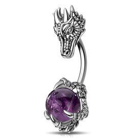 Oufer 14G Dragon and Claw Belly Button Ring - Color: Purple
