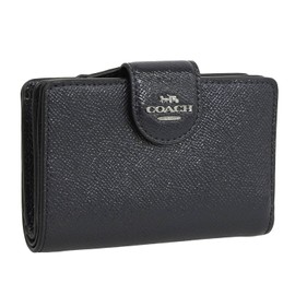 Coach 6390 CF233 Women's Bi-Fold Wallet, Wallet, Leather, Brand, Compact, Medium Corner, ZIP Wallet, Midnight Navy