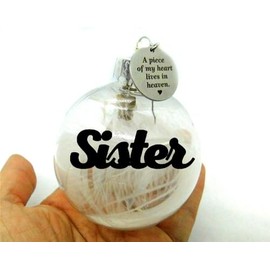 Memorial Keepsake Urn Ornament - Urn for Human & Pet Ashes Fur Hair Mane - Angel Wing Feather - A Piece of My Heart is in Heaven - Fillable Mother's Father's Day Gift (Sister)