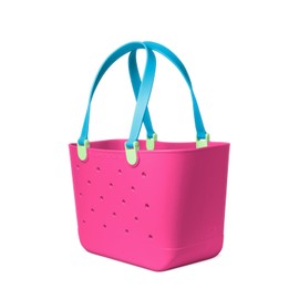 Simple Modern Large Beach Bag | Waterproof Getaway Rubber Tote with Zipper Pocket for Travel, Pool, Boat, Groceries, Sports | 80s Mix