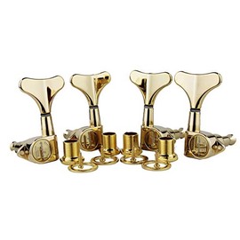 Guyker Guitar Bass Tuners (2R + 2L) - 1:17 Ratio Headstock Sealed Tuning Key Pegs Machine Head Replacement for Electric Jazz Bass or Precision Instruments - Golden