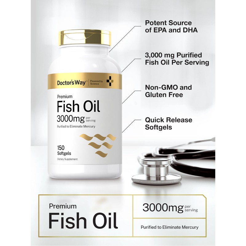 Doctor's Way Fish Oil 3000mg | 150 Softgels | Omega