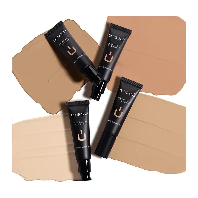 Maquillaje Liquido Alta Cobertura Biss Tonos 03 Macadamia Dorada