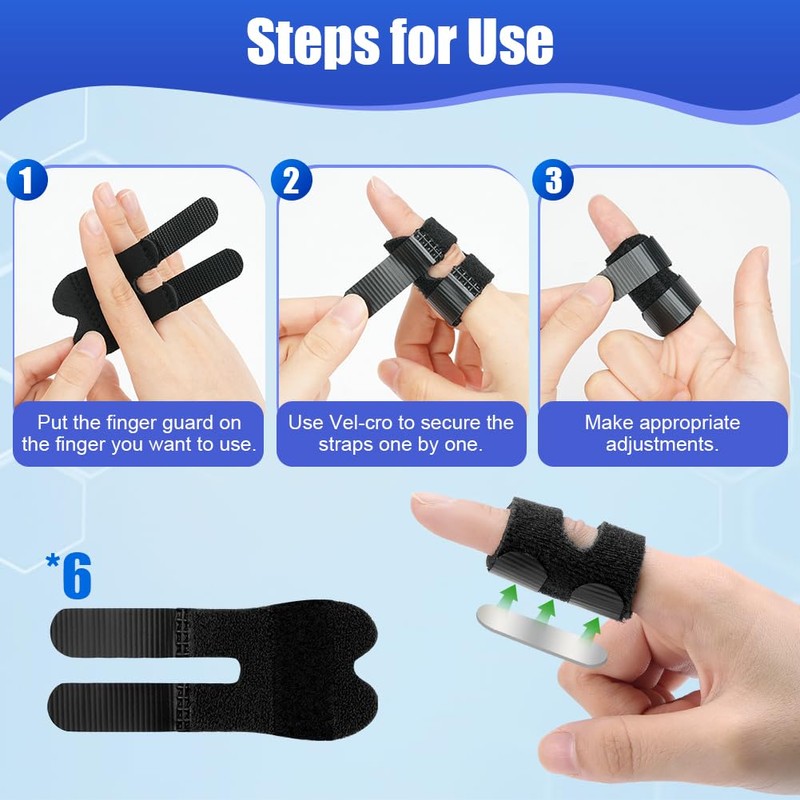 flintronic Finger Splint, Pack of 6 Adjustable Finger Support, Finger