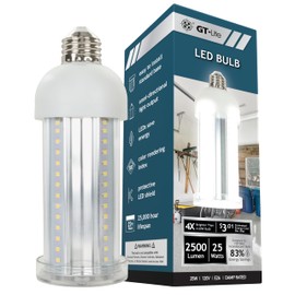 GT-Lite 2500 Lumen LED Corn Cob Bulb, 25W Daylight 5000K, E26 Base Energy Saving LED Light for Indoors Garage Workshop Warehouse