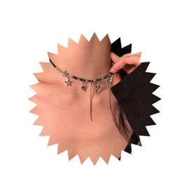 Cybche Boho Himmlischen Stern Choker Halskette Schwarzes Leder Halsband Halskette Stern Leder Halskette Faux Onyx Perlen Halskette Glück Stern Halskette Schmuck Für Frauen