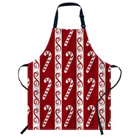 oFloral Christmas Red White Candy Cane Apron Chefs Apron, Cooking and Baking Apron for Men and Women, Kitchen Aprons, Butchers Apron, BBQ & Catering Bibs