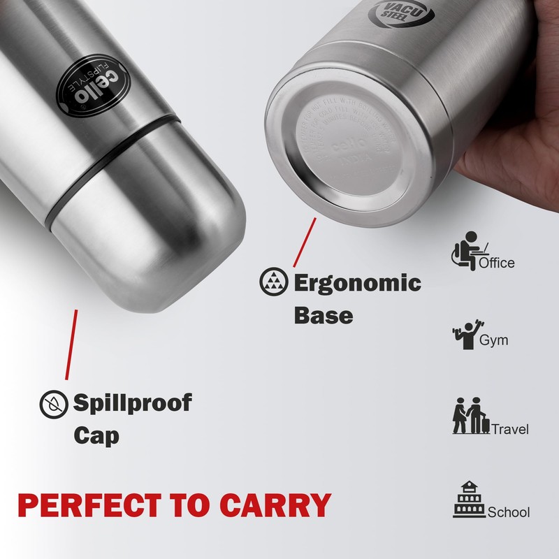 Cello Flipstyle Stainless Steel Vacuum Insulated Flask with Flip Lid