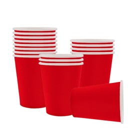 YAAVAAW 16P Red Party Paper Cups,King Coronation Paper Cups,9oz Paper Cup Cold/Hot Drinking Cups Tea Coffee Cups Solid Color Party Cups for Kings Charles Coronation Decorations,Kids Adult Birthday