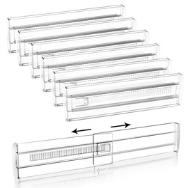 ITISMUNGO 6 Pack Adjustable Drawer Dividers(11.34-19.88") 3.15" Expandable Clear Drawer Dividers for Kitchen, Bedroom & Office Dresser Drawer Organizers for Clothes, Utensils and Baby Nursery Storage