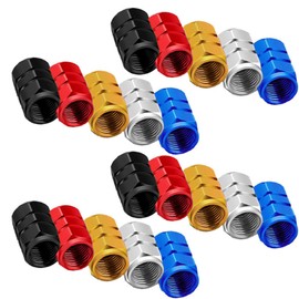 Esforzarse Valve Stem Caps 20 Pcs, Tire Valve Caps Valve Stem Caps, Hexagon Shape, for Motorbike, Car, Bike, Trucks, Bicycle for Prevent Air Leakage(Blue, Silver, Red, Gold, Black)