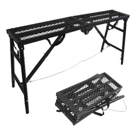 GaeaAuto Portable Folding Scaffolding Platform Step Ladder Scaffold Work Bench Equipment with 3.8ft Max Adjustable Height and 1000 lbs Max Load, Black