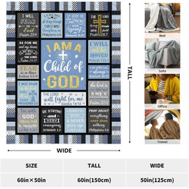 Christian Gifts for Men, Dad, Son, Brother, Him Blanket 60"x50" - Inspirational Religious Graduation/Birthday Gifts - Baptism Confirmation Gifts for Boys - Catholic Spiritual Gifts for Men