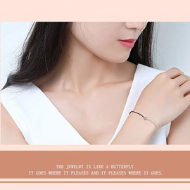 Women's Pink Gold Bracelet, 18k Silver, Zirconia, Thin Chain, Bracelet, Stainless Steel, Single Grain CZ, Diamond Bracelet, Adjustable Size, Party Accessory, Stainless Steel