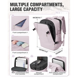 Travel Backpack with Vacuum System Women, Waterproof Vacuum Backpack with Pump, Compression Bags Travel Backpack Carry on Flight Approved, Mochila de Viaje Compresion al Vacio Men(pink)