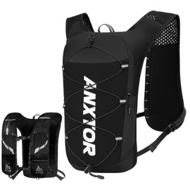 VHUTOU 5L Running Backpack, Trail Backpack, Hydration Vest with 10 Pockets, Reflective Hydration Backpack, Breathable Running Vest, Adjustable Running Vest for Men and Women, for Running, Cycling