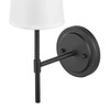 Globe Electric 51859 Clarissa Wall Sconce, Matte Black, White Fabric