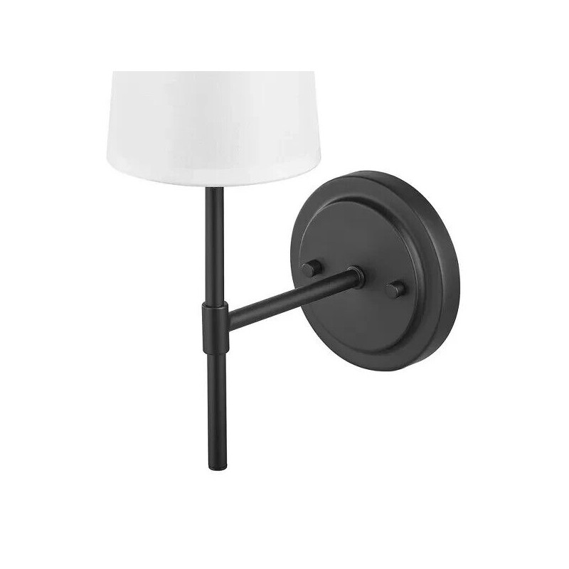 Globe Electric 51859 Clarissa Wall Sconce, Matte Black, White Fabric