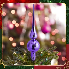 JOYUE Christmas Tree Topper Glass Matt Christmas Tree Topper Silver 26 cm Christmas Tree Decoration Tree Topper Purple Christmas Tree Topper, Christmas Tree Star Topper (Purple)