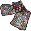 GURU SHOP Crochet Scarf with Colourful Flowers, Scarf, Men/Women, Black,