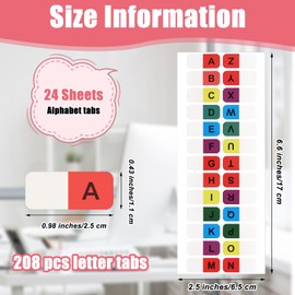 ElevateTech A-Z Alphabet Tabs, 24 Sheets A-Z Multicolor Sticky Alphabet Index Tabs Self-Adhesive ABC Alphabetical Tab Indexes Letter Index Tab for Notebook, Textbook, Dictionary, Filing