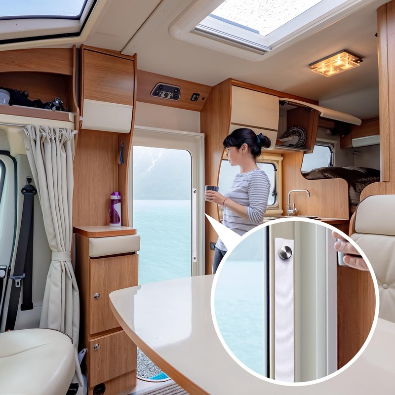 2 Pcs RV Door Straps with 4 Pcs Button Snap