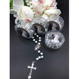 YRP Our Wedding/Nuestra Boda Wedding Guest Gifts Memories, White Rosaries 12 Party Pack