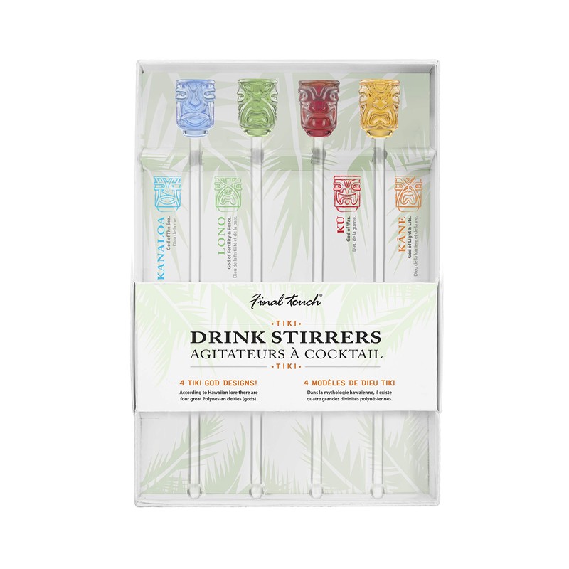 Final Touch Tiki Head Drink Stirrers, Set of 4 (FTA3052)