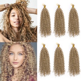 Marlybob Crochet Braids Hair Extension 14 Inch Deep Water Wave Braiding Hair Kinky Curly Afro Jerry Curl Marley Bob Twist Braid Hairpiece Synthetic Hair Extension 3 Bundles Ash Blonde