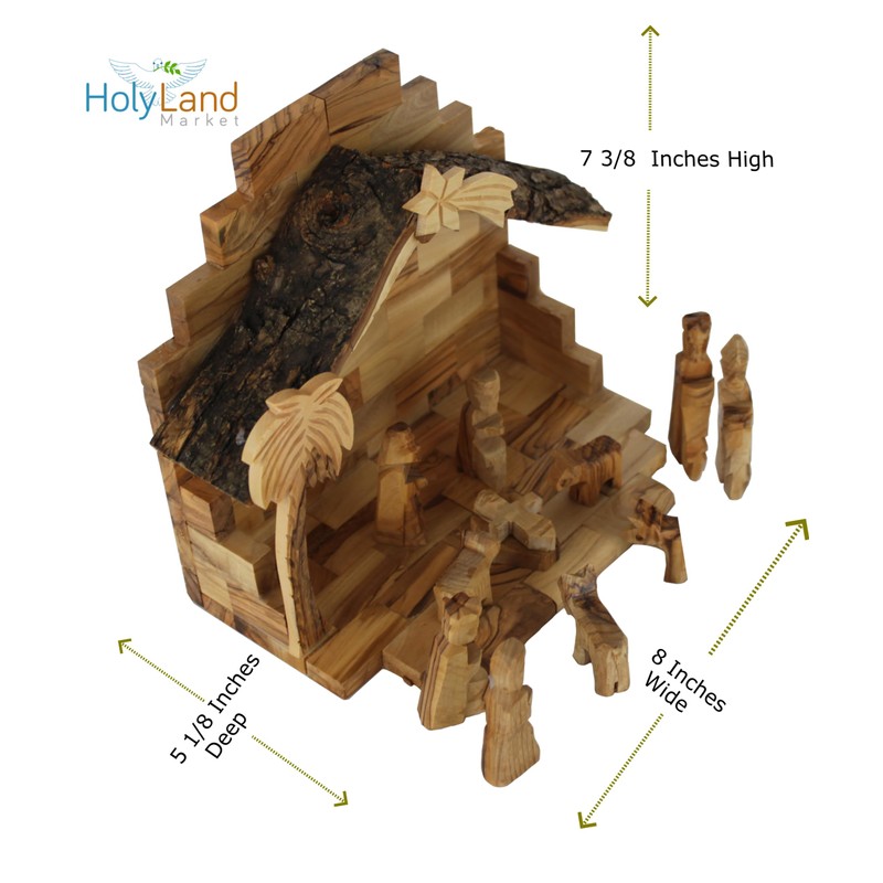 Holy Land Market Olive Wood Nativity Set with Stable -