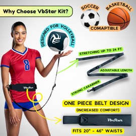 VbStar Volleyball Training Equipment Aid - Practice Your Serving, Setting & Spiking with Ease, Great Solo Serve & Spike Trainer for Beginners & Pro, Perfect Volleyball Gift (Single)