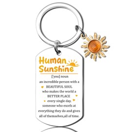 OWIGIU Human Sunshine Keychain Mental Health Gift Inspirational Thank You Appreciation Gifts for Women Coworkers Employee Friend Motivational Sunshine Gifts for Women Inspirational Quotes Keychain